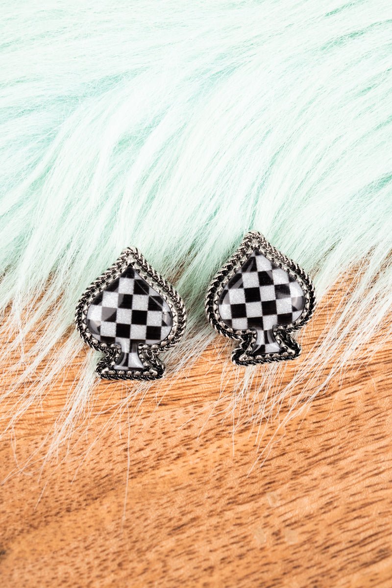 TIPI Cosmic White Spade Silvertone Earrings - Wholesale Accessory Market