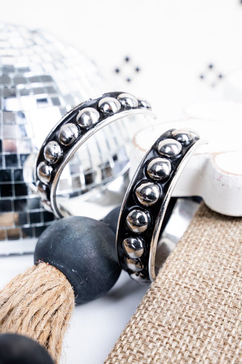 TIPI Ellie Silvertone Studded Hoop Earrings - Wholesale Accessory Market