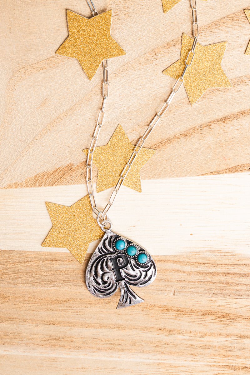 TIPI Ace of Spades 'P' Silvertone Necklace - Wholesale Accessory Market