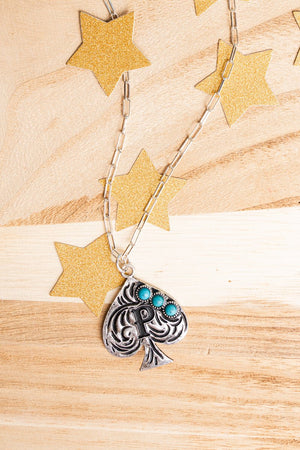 TIPI Ace of Spades 'P' Silvertone Necklace - Wholesale Accessory Market