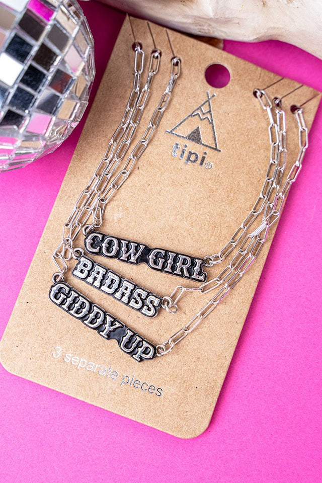 TIPI Silvertone Cowgirl Triple Necklace - Wholesale Accessory Market