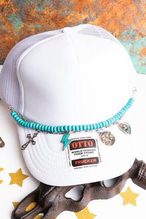 TIPI Natchez Silvertone & Turquoise Bead Charm Hat Chain - Wholesale Accessory Market