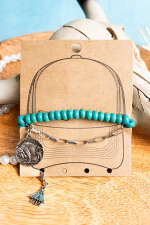 TIPI Shallow Peaks Turquoise Bead Charm Hat Chain - Wholesale Accessory Market