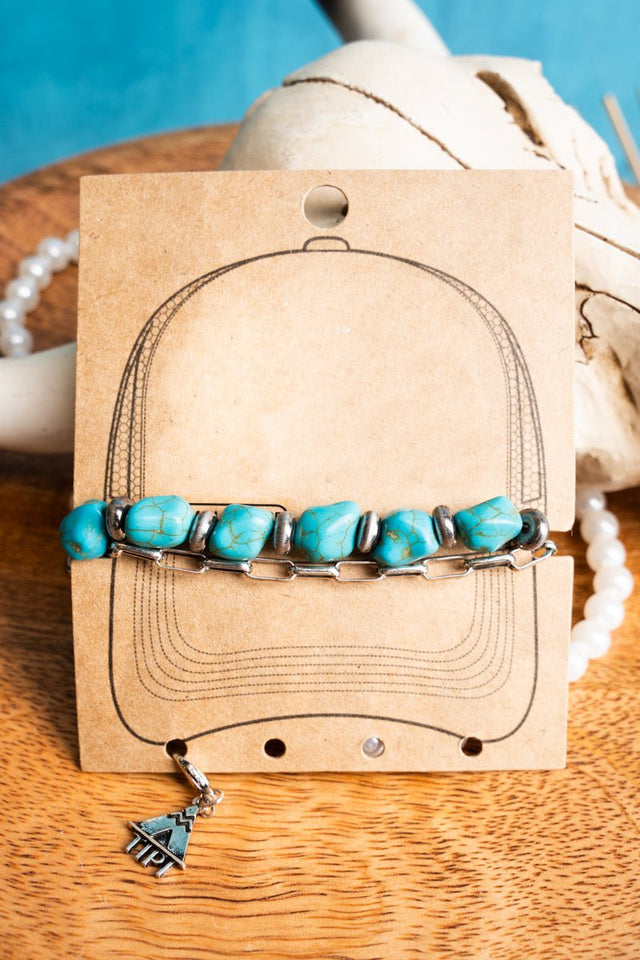 TIPI Thornville Turquoise Nugget Bead Charm Hat Chain - Wholesale Accessory Market