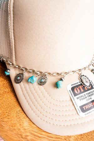 TIPI Silvertone & Turquoise Bead Concho Charm Hat Chain - Wholesale Accessory Market