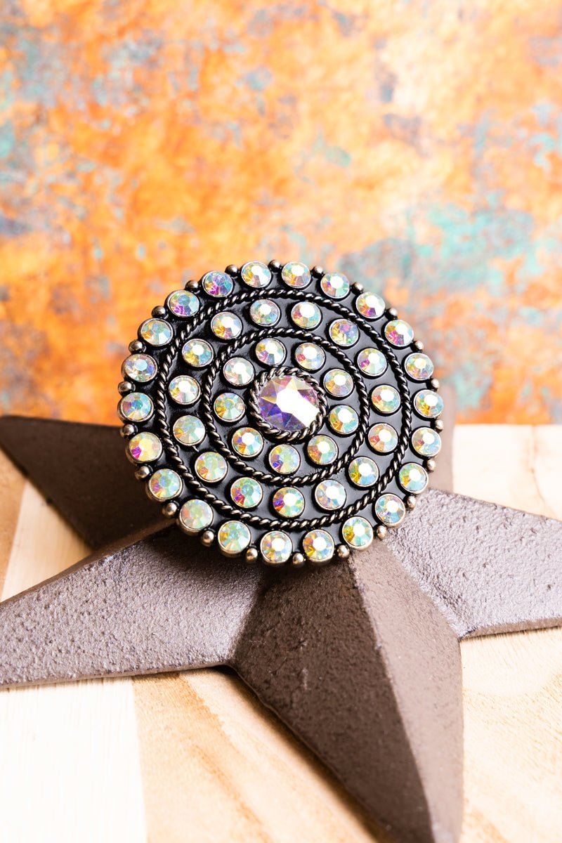 TIPI Bold and Brilliant Iridescent Crystal Large Disk Cuff Ring - Wholesale Accessory Market