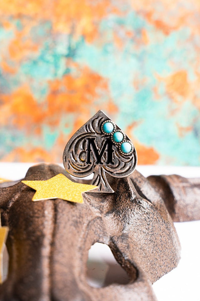 TIPI Ace Of Spades 'M' Silvertone Cuff Ring - Wholesale Accessory Market