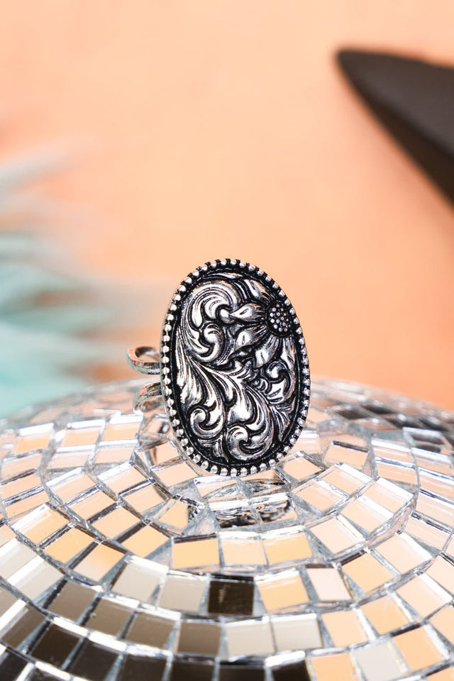 TIPI Spring Grove Sunflower Silvertone Cuff Ring - Wholesale Accessory Market