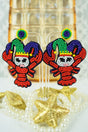 Viola Bejeweled Mardi Gras Crayfish Seed Bead Earrings - Wholesale Accessory Market