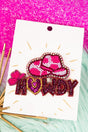 Viola Pink Cowgirl Hat & Howdy Seed Bead Pin Set - Wholesale Accessory Market