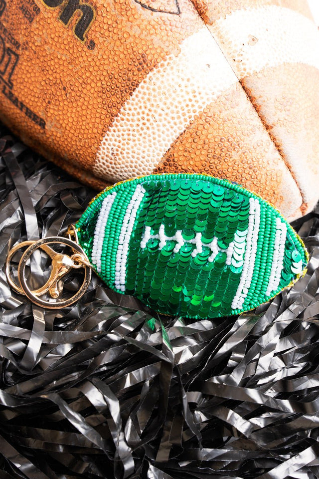 Viola The Kickoff Green Sequin Football Keychain - Wholesale Accessory Market