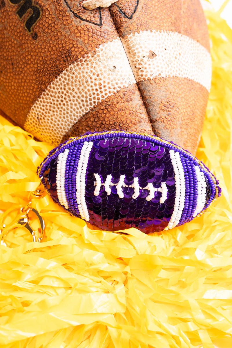 Viola The Kickoff Purple Sequin Football Keychain - Wholesale Accessory Market