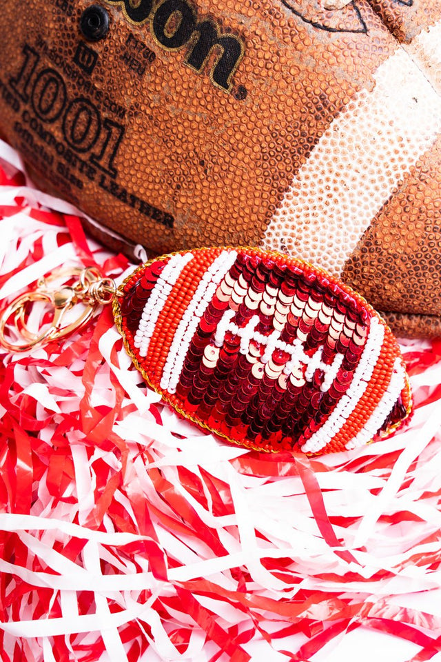 Viola The Kickoff Red Sequin Football Keychain - Wholesale Accessory Market