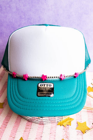 Viola Silvermoon Turquoise & Fuchsia Stars Beaded Trucker Hat Chains - Wholesale Accessory Market