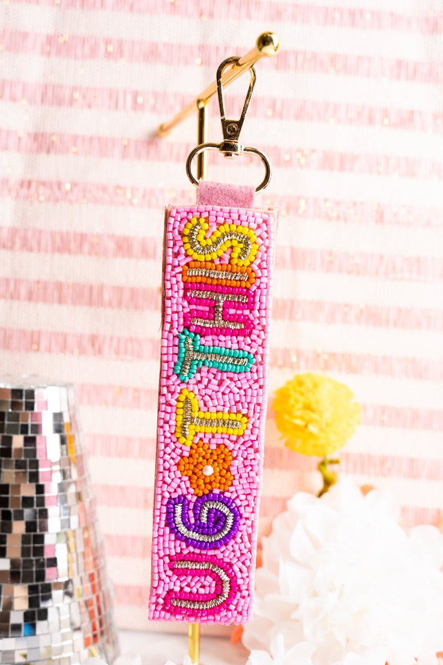 Viola Pink 'U Got This' Seed Bead Wristlet Keychain - Wholesale Accessory Market