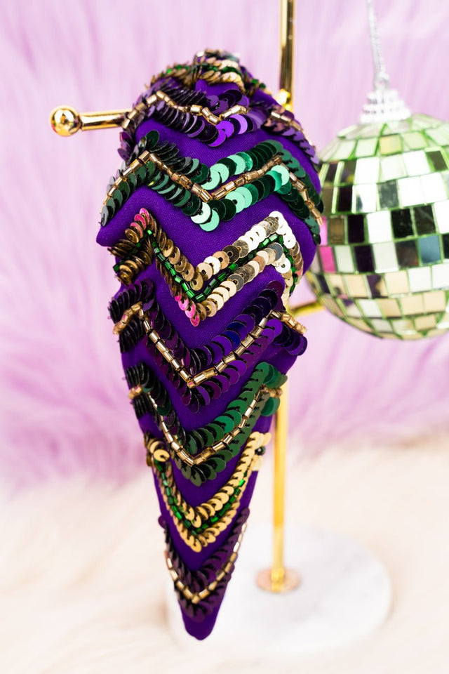 Viola Purple, Gold, Green Chevron Sequin Headband - Wholesale Accessory Market