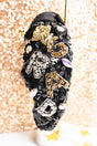 Viola 'Grad' Seed Bead Sequin Black Knotted Headband - Wholesale Accessory Market