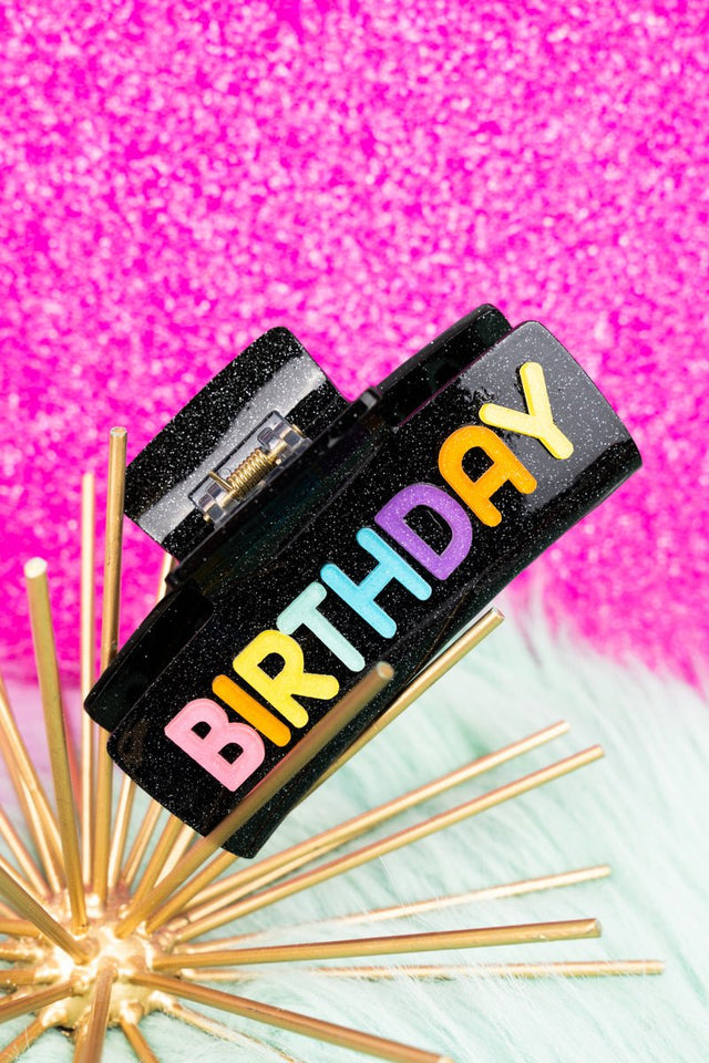 Viola Colorful 'Birthday' Black Glitter Hair Claw - Wholesale Accessory Market