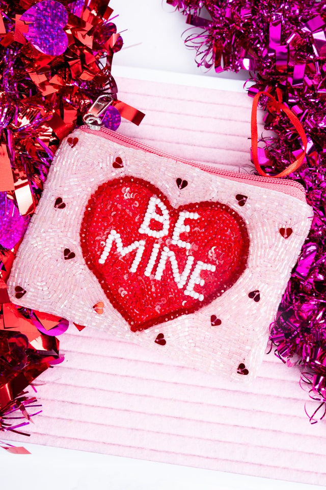 Viola Pink 'Be Mine' Seed Bead Coin Purse - Wholesale Accessory Market