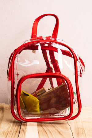 Viola Zahra Clear Backpack with Red Trim - Wholesale Accessory Market