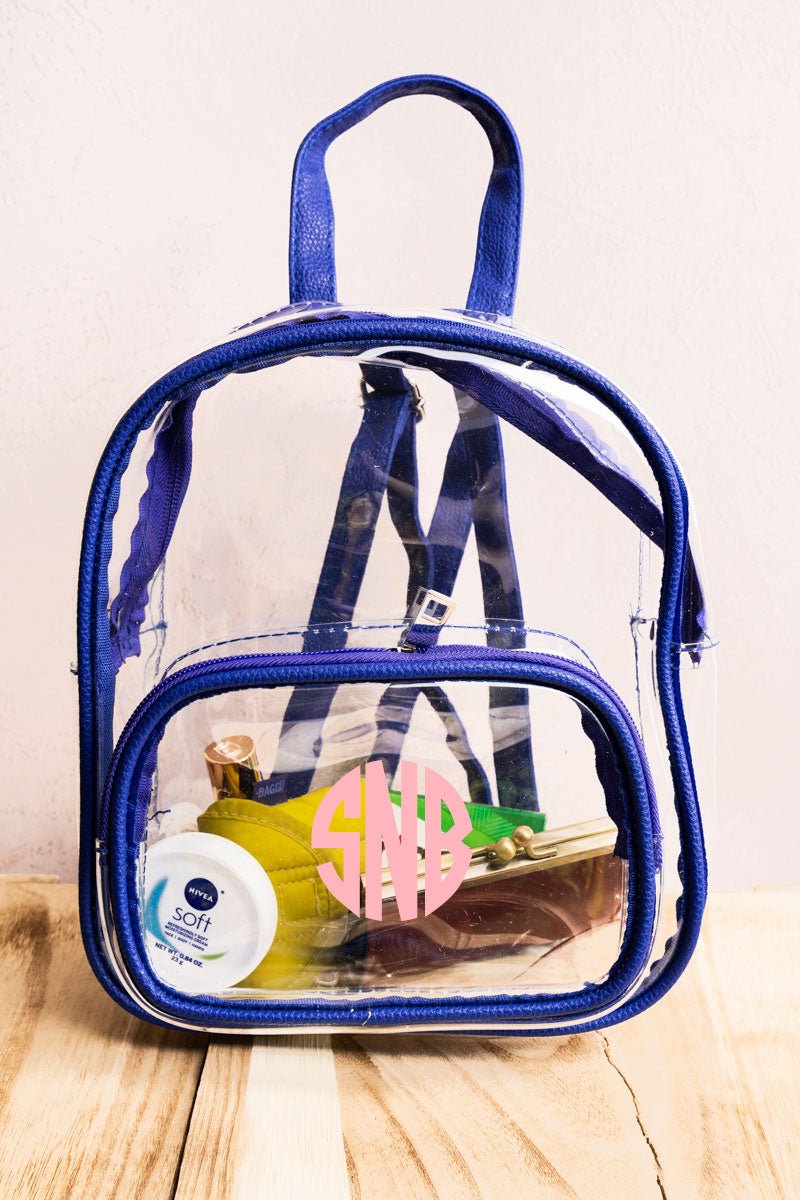 Viola Zahra Clear Backpack with Blue Trim - Wholesale Accessory Market