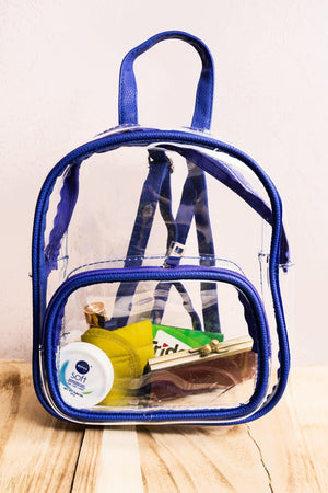 Viola Zahra Clear Backpack with Blue Trim - Wholesale Accessory Market