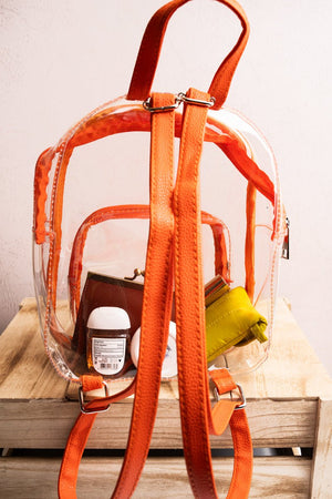 Viola Zahra Clear Backpack with Orange Trim - Wholesale Accessory Market