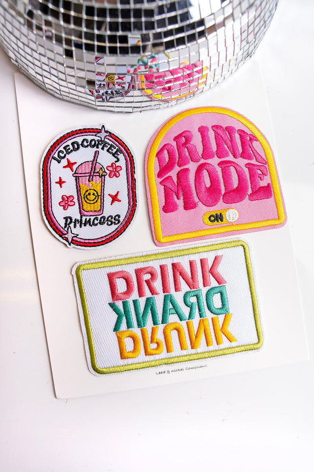 Viola 3 Piece Drink Mode Embroidered Patch Set - Wholesale Accessory Market