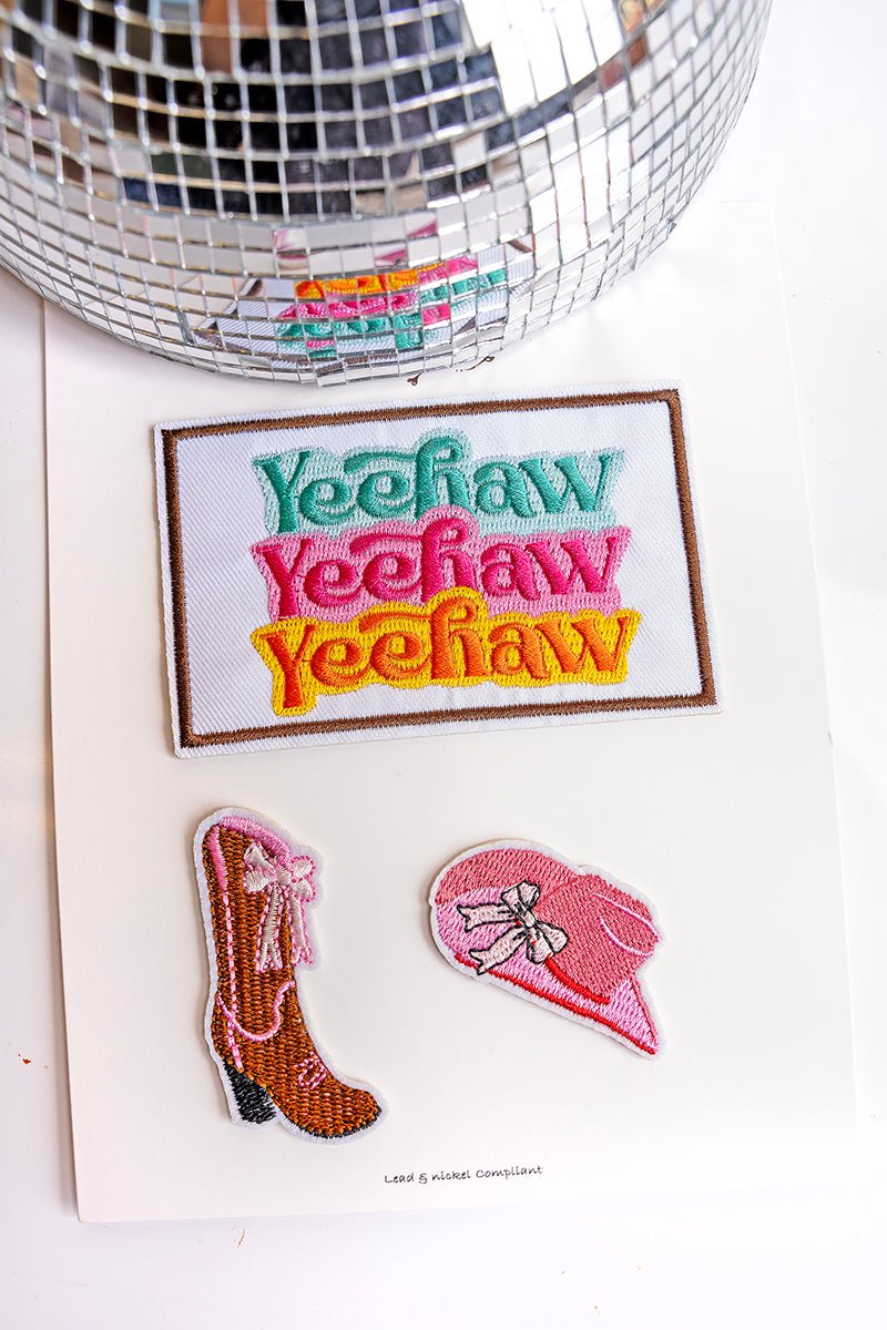 Viola 3 Piece Stacked Yeehaw Cowgirl Embroidered Patch Set - Wholesale Accessory Market