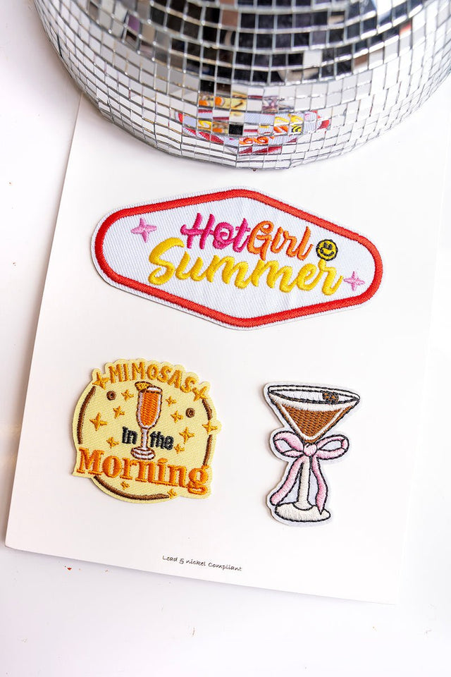 Viola 3 Piece Hot Girl Summer Cocktails Embroidered Patch Set - Wholesale Accessory Market