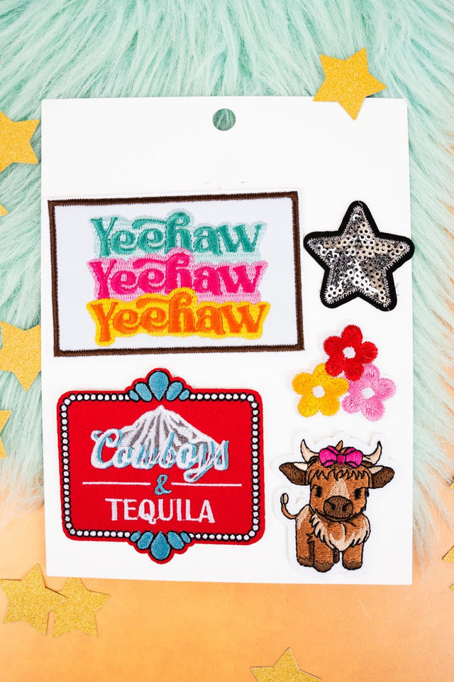 Viola 5 Piece Yeehaw Tequila Embroidered Patch Set - Wholesale Accessory Market