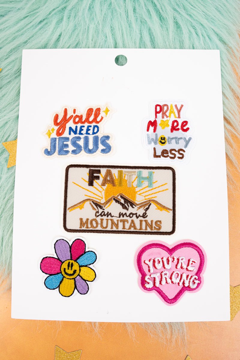 Viola 5 Piece Faith Can Move Mountains Embroidered Patch Set - Wholesale Accessory Market