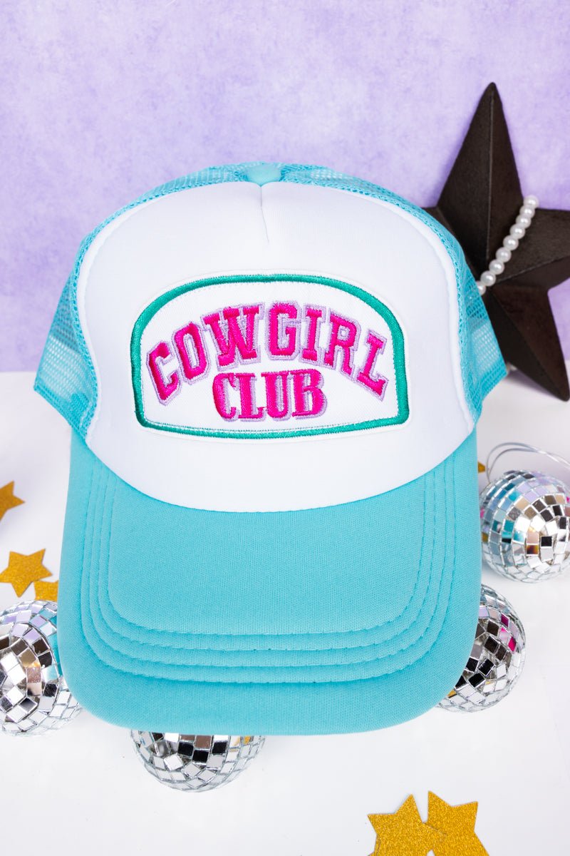 Viola Cowgirl Club Blue and White Foam Front Trucker Hat - Wholesale Accessory Market