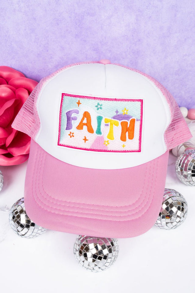 Viola Faith Multi - Color Pink and White Foam Front Trucker Hat - Wholesale Accessory Market