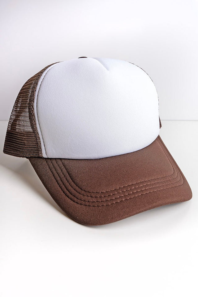 Viola Brown and White Foam Front Trucker Hat - Wholesale Accessory Market