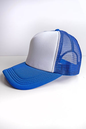 Viola Royal Blue and White Foam Front Trucker Hat - Wholesale Accessory Market