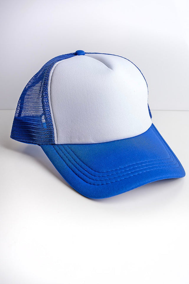 Viola Royal Blue and White Foam Front Trucker Hat - Wholesale Accessory Market