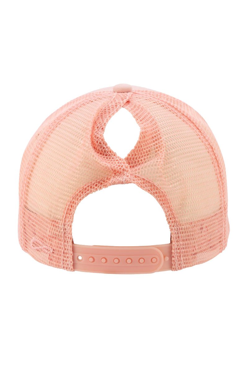 Women's Dusty Pink & Pink Butterfly Foam Ponytail Trucker Cap - Wholesale Accessory Market