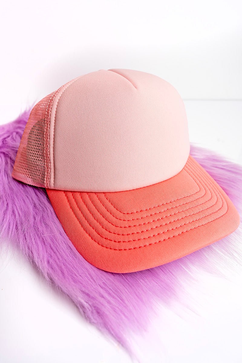 Women's Dusty Pink & Pink Butterfly Foam Ponytail Trucker Cap - Wholesale Accessory Market