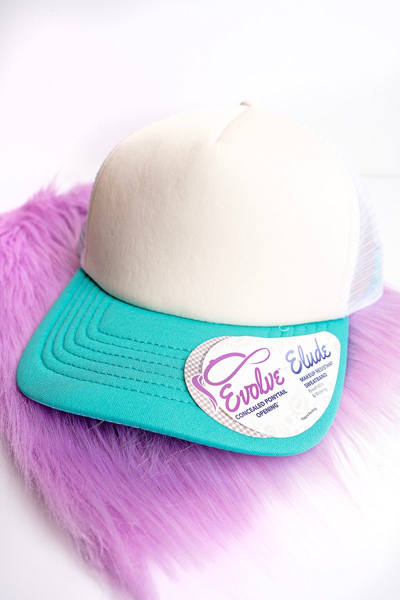 Women's Ivory & Jade Swirl Foam Ponytail Trucker Cap - Wholesale Accessory Market