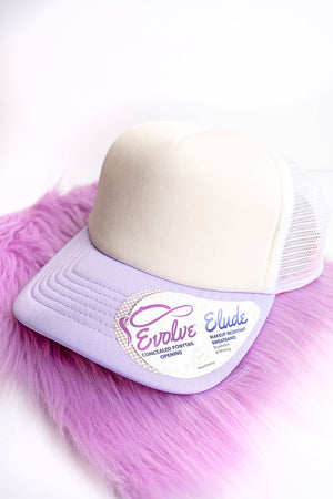 Women's Ivory & Lavender Smile Foam Ponytail Trucker Cap - Wholesale Accessory Market