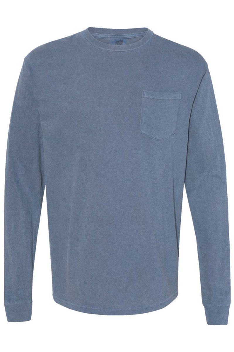 Shades of Blue Comfort Colors Long Sleeve Pocket Tee - Wholesale Accessory Market