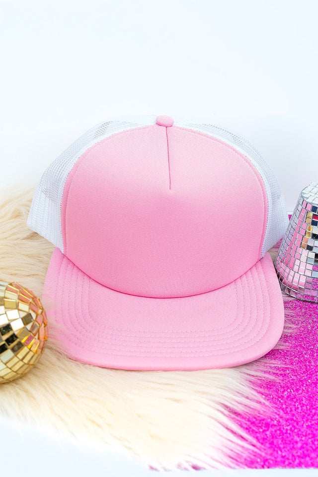 Big Accessories Pink and White Foam Front Mesh Trucker Cap - Wholesale Accessory Market