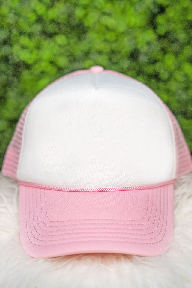 Valucap White and Pink Foam Mesh Back Trucker Cap - Wholesale Accessory Market