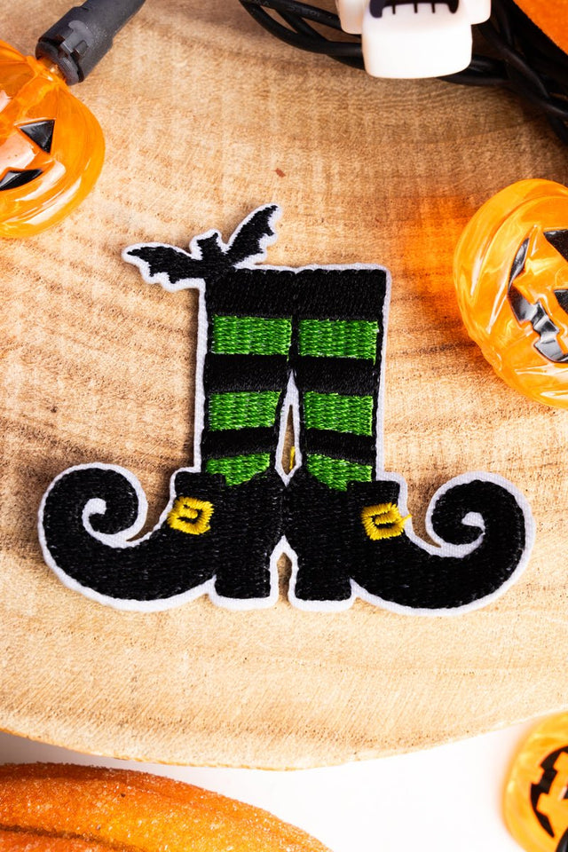 Green and Black Witch Legs Embroidered Patch - Wholesale Accessory Market