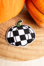 Black Checkerboard Pumpkin Embroidered Patch - Wholesale Accessory Market