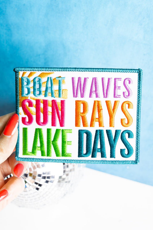 Boat Waves Sun Rays Lake Days Embroidered Patch - Wholesale Accessory Market