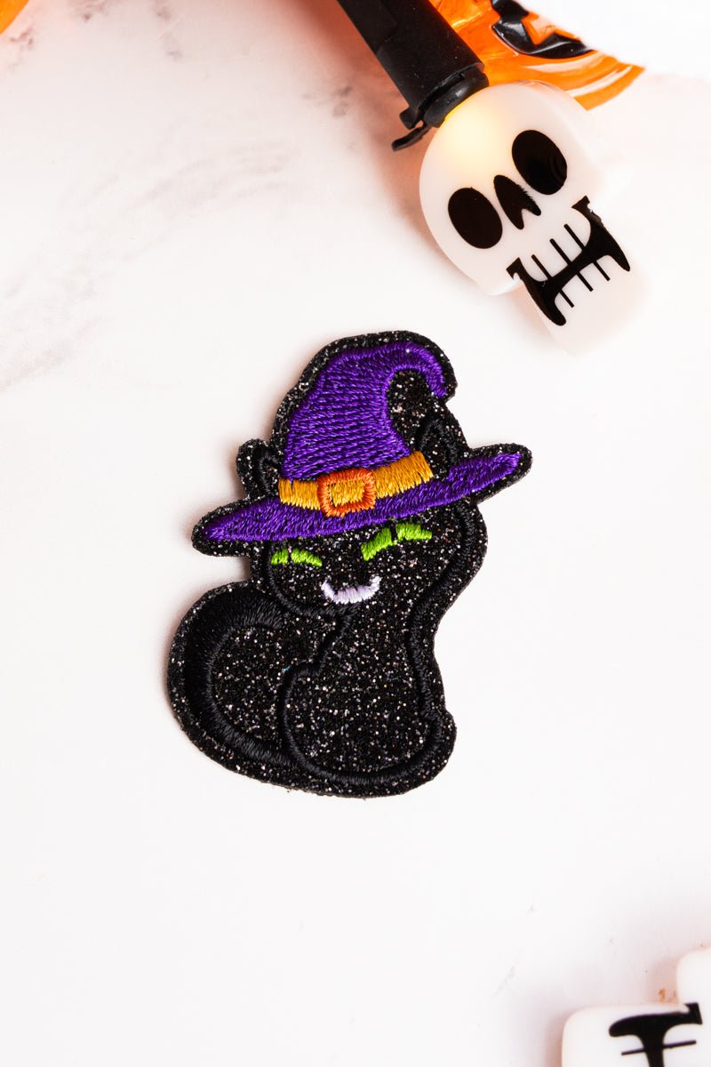 Feline Witchy Embroidered Glitter Cat Patch - Wholesale Accessory Market