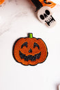 Orange Jack - O - Lantern Embroidered Glitter Patch - Wholesale Accessory Market