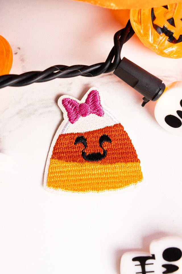 Coquette Candy Corn Embroidered Glitter Patch - Wholesale Accessory Market